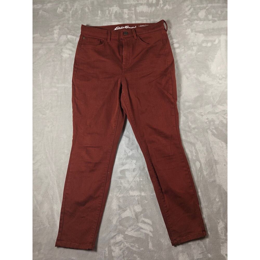 Eddie Bauer Slightly Curvy High Rise Skinny Pants Women's Size 12 Burgundy